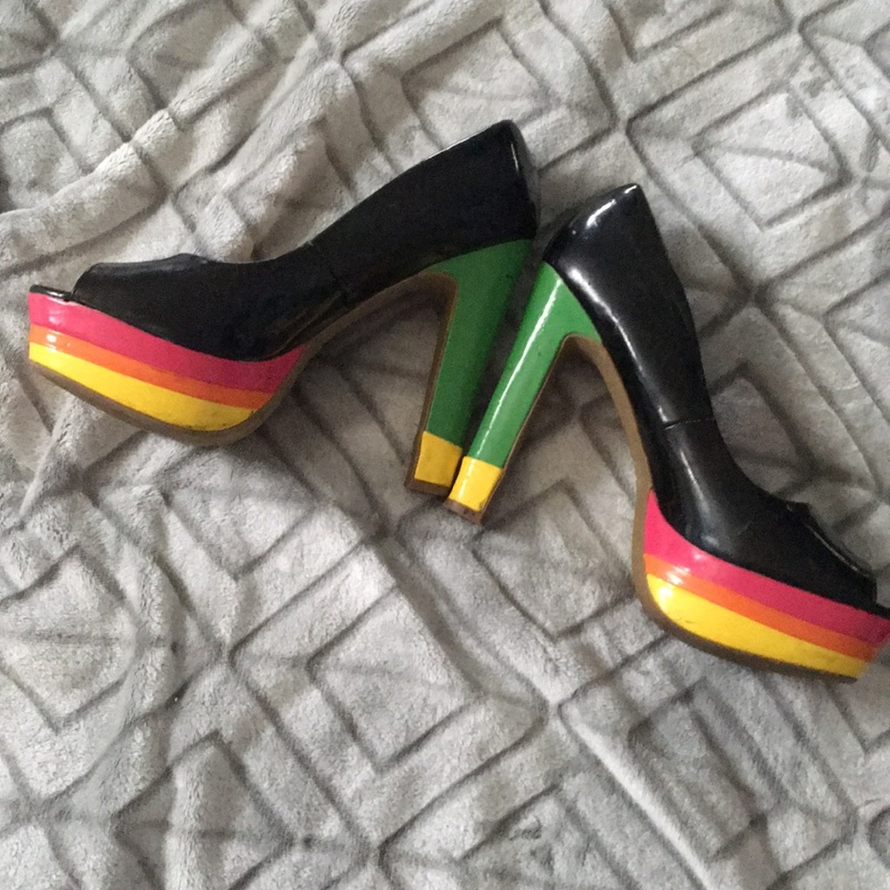 Colorful open toe heels